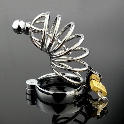 Male Chastity Device Full Legth 85MM Adult Cock Cage With Urethral Catheter and Sounds BDSM Sex Toys Stainless Steel Chastity Belt