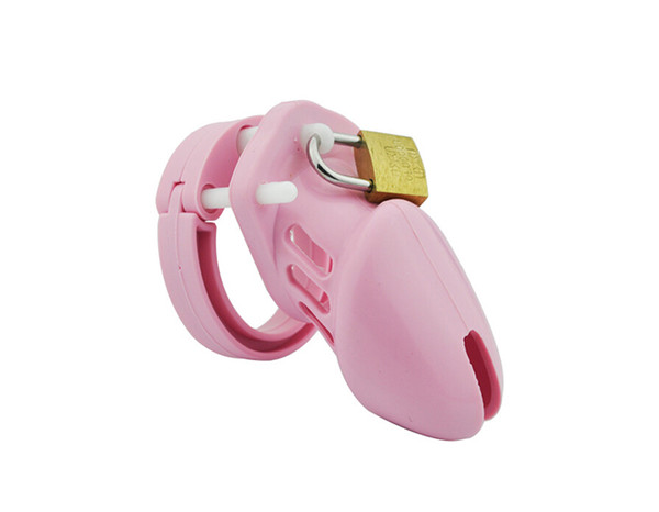 4 Colors Male Chastity Cage With 5 Different Rings Silicone Chastity Devices Virginity Lock Penis Ring Adult Sex Toys