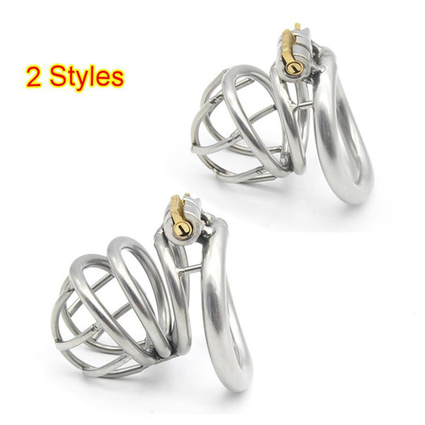 2 Styles Stainless Steel Curve Cock Cage Chastity Device Male Penis Ring Bondage Restraint BDSM Sex Toys For Men