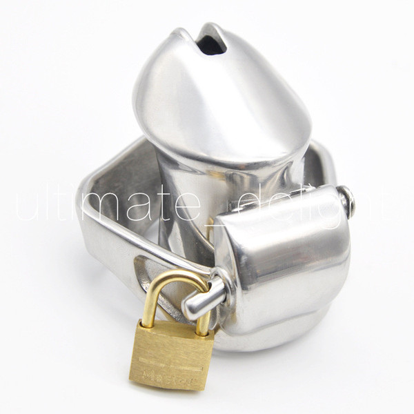 Adult Game,2 Magic Locks Short Size Male Stainless Steel Chastity Device,Cock Cages,Virginity/Chastity Lock/Belt,Penis Ring