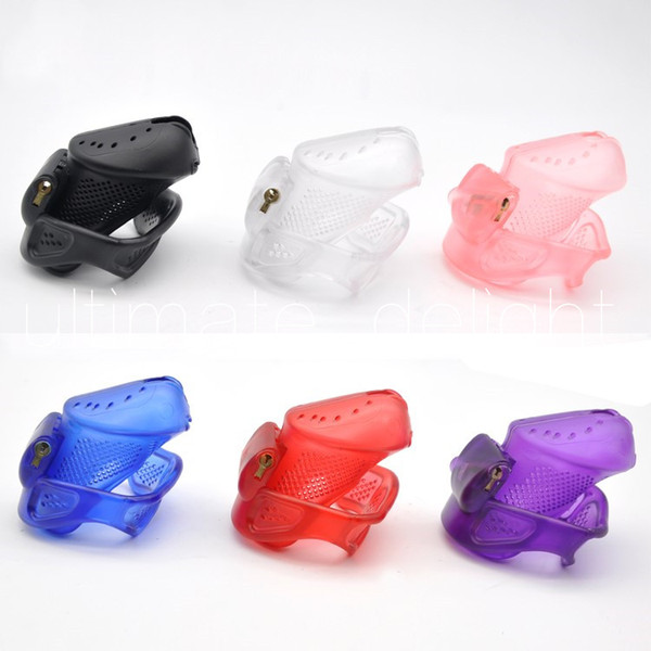 Male Chastity Device, with Perforated design Cage Penis Ring and 5 plastic locks and brass built-in lock ,Adult Sex toys ,Chastity Device