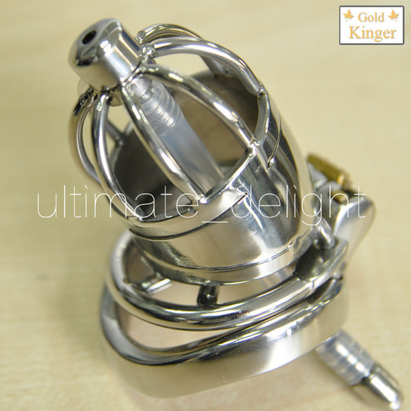 Adult game,Stainless Steel Chastity Device with Urethral Catheter and Anti-Shedding Ring,Cock Cage,virginity Belt,Penis Ring,A277-2