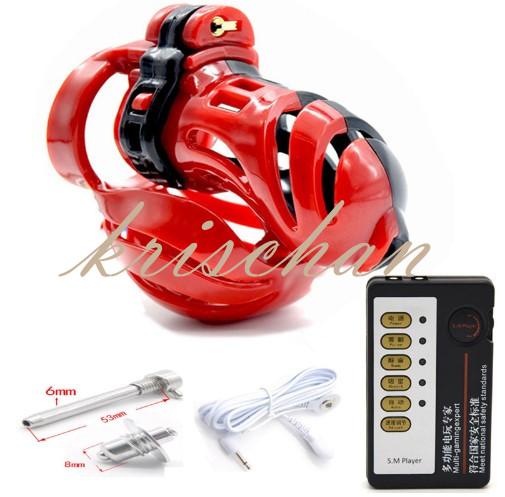 Male Chastity Cock Cages Device Ball Stretcher Penis Ring Penis Plug Urethral Sound Cockring Electro Shock Set Sex Toys For Men