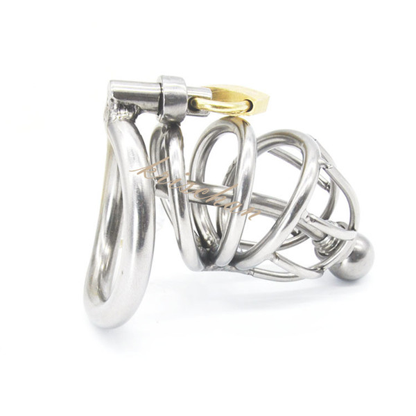 Stainless Steel Super Male Chastity Belt Adult Cock Cage With arc-shaped Cock Ring Catheter Sex Toys Chastity device A225-1