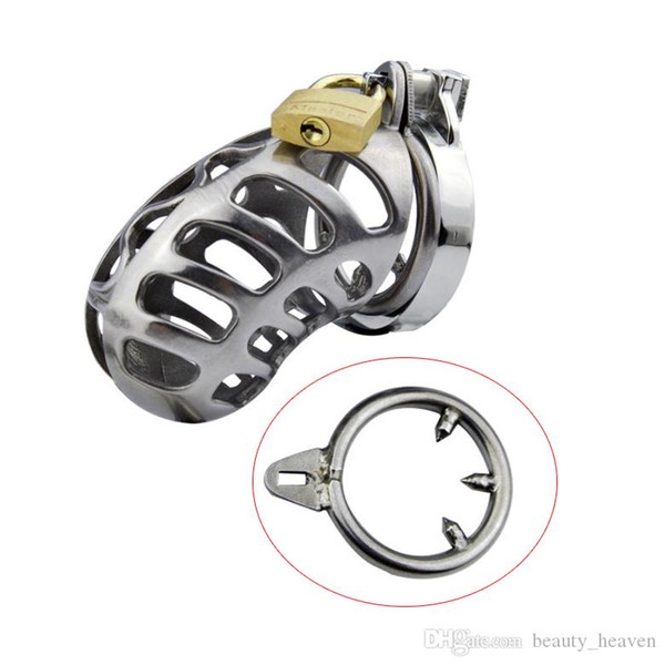 New Male Chastity Device Long Cock Cage Stainless Steel Chastity Belt with 4 size penis ring sex toys for men