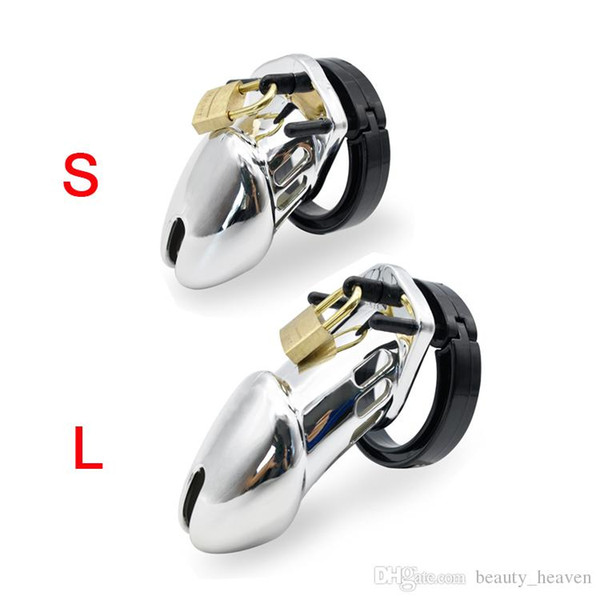 Silver Male Chastity Device Small/Long Size Cock Cage Virginity Lock Penis Ring Adult Game Sex Toys For Men