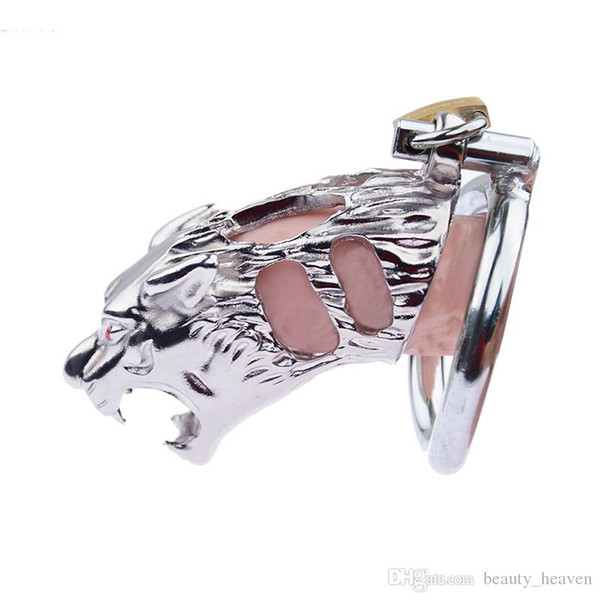 Tiger Shape Cock Cage Male Chastity Device Stainless Steel Penis Ring Bondage Lock Chastity Cage Adult BDSM Sex Toy For Men