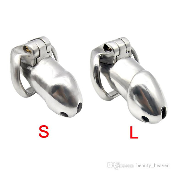 Stainless Steel Male Chastity Cock Cage Small/Long Size Penis Ring Magic Locker Device Adult Sex Toys For Men