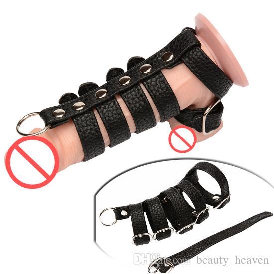 Sex Delay Leather Cock Ring Penis Rings Male Cage Chastity Ball Stretcher Penis Sleeves Scrotum Ring Erotic Sex Toys for Men