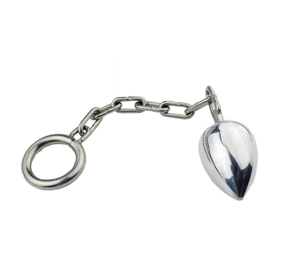 2018 New Male Stainless Steel Chain Anal Plug Butt Beads With Cock Penis Ring Chastity Belt Device BONDAGE FETISH BDSM Sex Toys A041