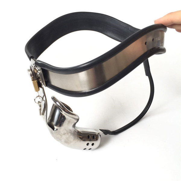 2018 Male T Type Super Ergonomics Adjustable Stainless Steel Curve Waistbelt Chastity Belt Wi Ventilate Cock Penis Cage BDSM Product Sex Toy