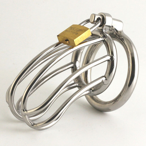 2018 Male Stainless Steel Cock Bird Cage Penis Ring Bondage Lock Chastity Belt Device Adult BDSM Products Sex Toy For Men 952