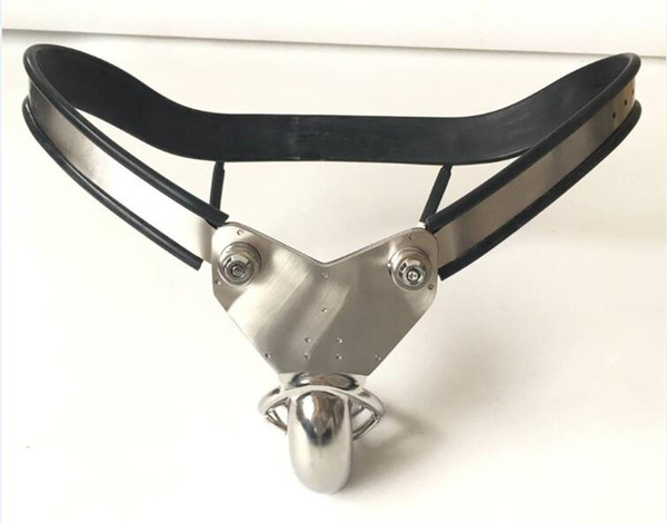 2018 Male Ergonomic Adjustable Waistbelt Stainless Steel Chastity Belt Ventilate Scrotum Groove Semi-enclosed Cock Penis Cage Sex Toy 820