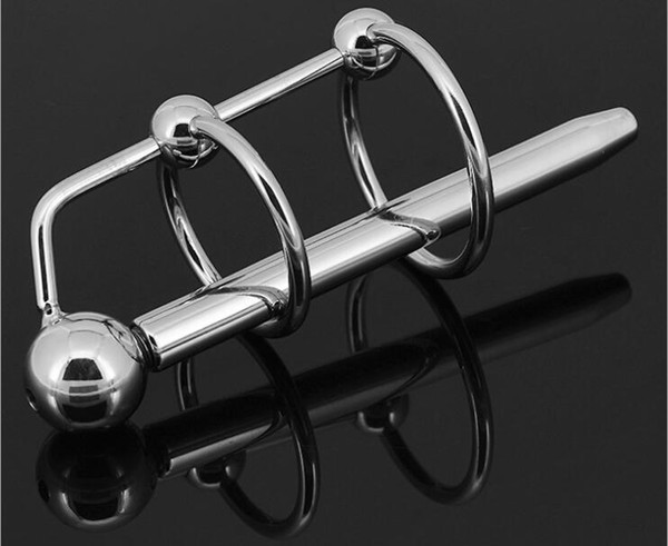 2018 Male 304 Stainless Steel Bondage Catheter Tube W Cock Ring Urethral Sounding Stretching Stimulate Penis Plug Adult BDSM Sex Toy A045