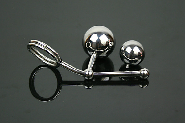 2018 Male Stainless Steel Adjustable Anal Plug Replaceable Ball Anus Beads Cock Penis Ring Chastity Belt Device Adult BDSM Sex Toy A520