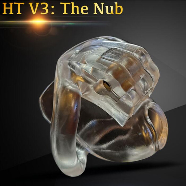 Latest Design The Nub of HT V3 Natural Resin Male Cock Cage With 4 Penis Ring Bondage Lock Chastity Device Adult BDSM Sex Toy 4 Color A380