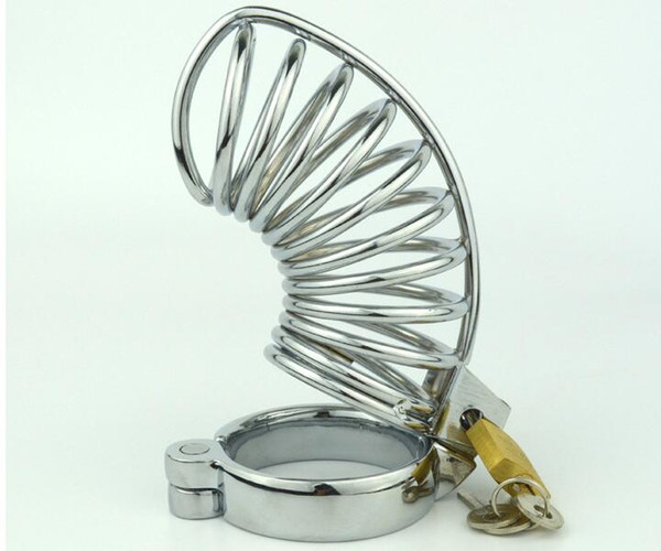 2018 Medium Size 1 Style Stainless Steel Male Cock Cage Penis Ring Chastity Device Adult Bondage BDSM Product Sex Toy 5 size