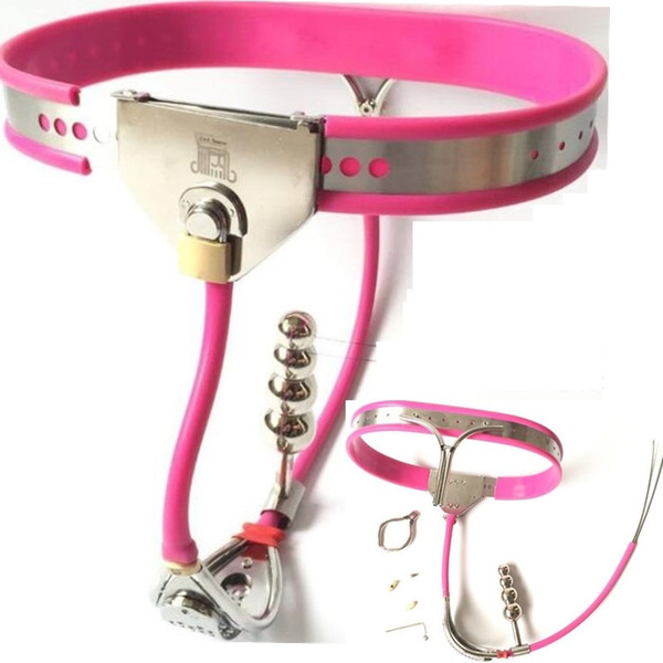 2018 Latest Design Female Whole Adjustable Stainless Steel Chastity Belt Device With Defecate Hole Anus Anal Plug Adult Bondage Bdsm Sex Toy