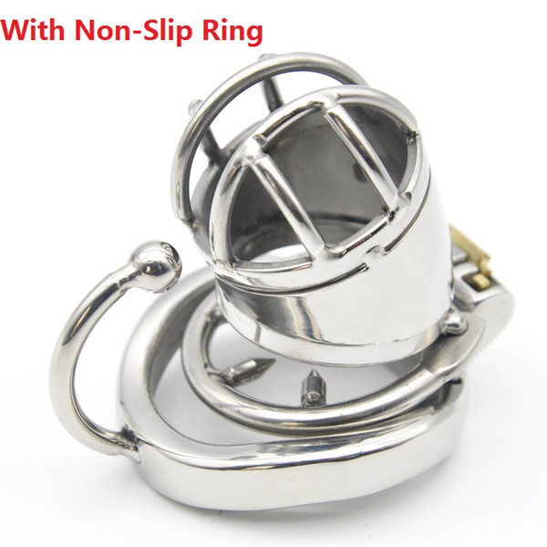 2017 Latest Dormant Lock Design Super Short Male Stainless Steel Cock Cage With Penis Non-Slip Ring Chastity Belt Device BDSM Sex Toy A271