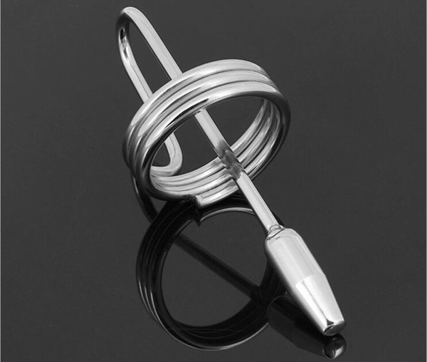 2018 Male Stainless Steel Urethral Sounding Bead Stretching Stimulate Penis Plug With Cock Ring Chastity Belt Device Adult BDSM Sex Toy A525