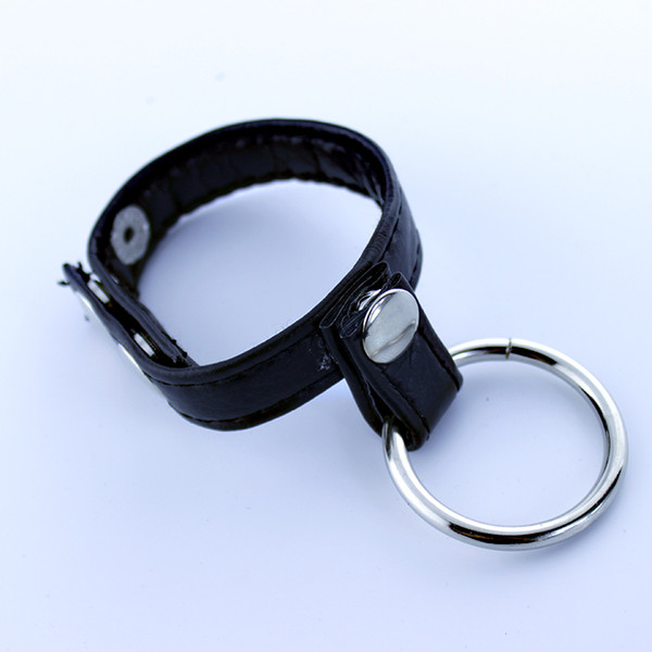 2018 Latest Design Male Adjustable Leather Scrotum Cock penis bondage belt with metal ring Chastity Belt BDSM Adult product Sex toy A133