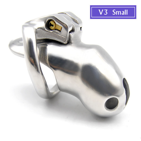 Latest Design 4 Size Male Stainless Steel Cock Cage Penis Ring Bondage Lock V3 Chastity Device Adult BDSM Sex Toy A380S-3