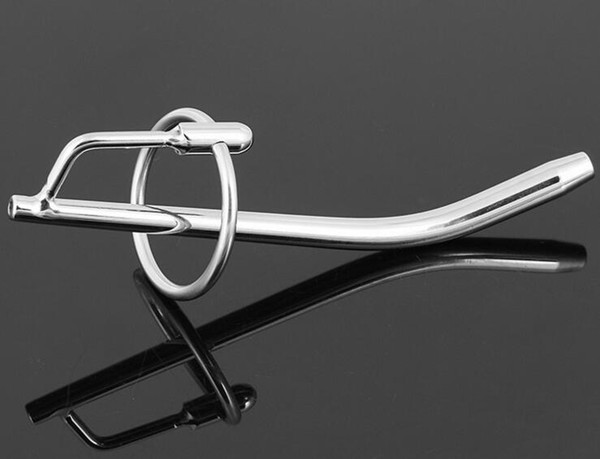 2018 Male Stainless Steel Catheter Tube W Cock Ring Urethral Sounding Stretching Stimulate Penis Plug Chastity Belt Adult BDSM Sex Toy A526