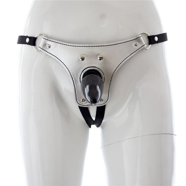 Adult Gay Toys Delux Male Strapon Underwear Strap on Anal/Butt Plug Dildos Panties with Leather Front Panel and Nylon Strap