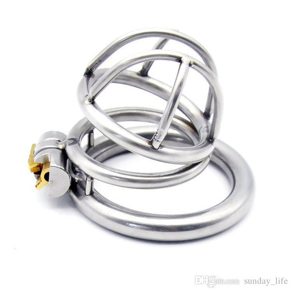 Free Shipping!!!New Lock Stainless Steel Male Chastity Device Cock Cage Penis Virginity lock Cock Ring Sex Toy Adult Game Chastity Belt