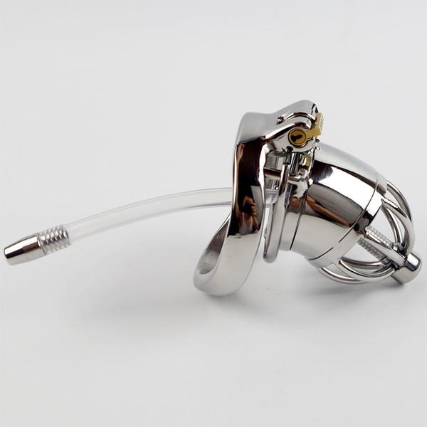 New design 70mm length Stainless Steel Super Small Male Chastity Device with Catheter and anti-off version 2.75