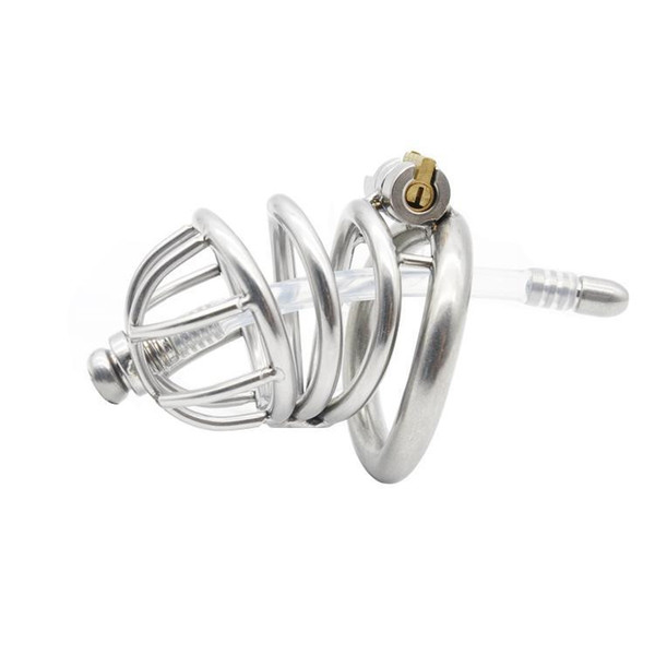 Stainless Steel Stealth Lock Male Chastity Device with Urethral Catheter,Cock Cage,virginity Belt,Penis Ring,CPA228-1