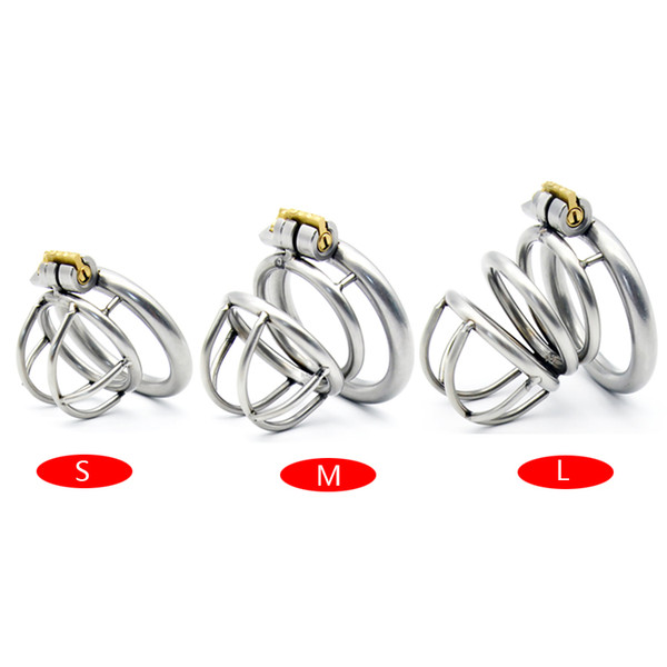 New lock 304 stainless steel Chastity device Adult Cock Cage With Curve Cock Ring BDSM Sex Toys Bondage Chastity belt CPA231