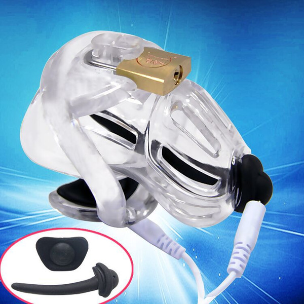 modular male chastity device super small electric shock cock cage with urethral plug penis bondage stimulation cbt sex toys for men XCXA370