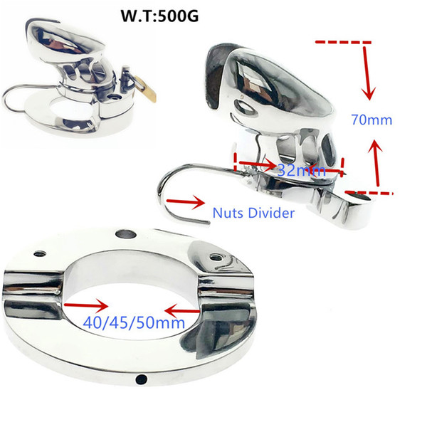 2017 latest design chastity device with Nuts divider,heavy penis cage,chastity device with ball weight 074