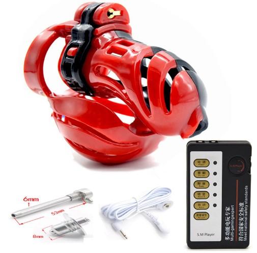 Male Electro Shock Chastity Device 3D Design Cock Cage Sex Toys For Men Penis Lock Cock Ring Chastity Belt