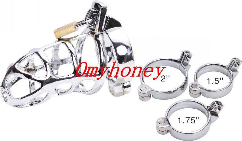 Wholesale - New Bondage Male Chastity Stainless Steel Chastity Cock Cage with Ring & Padlock Penis Cage Sex Toys for Men M300