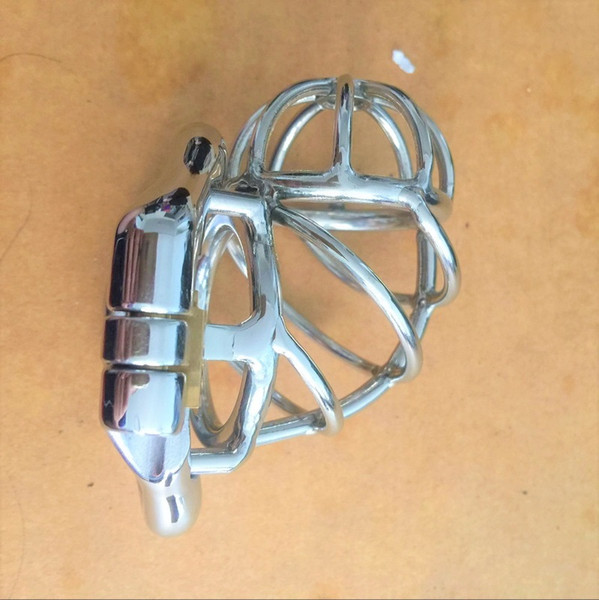 2019 Unique Design Men's Virginity Lock Chastity Belt Men Stainless Steel Cock Cage Male Chastity Devices Penis Lock Cock Ring