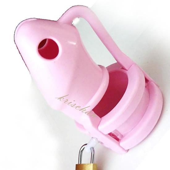 Male Pink six colors Silicone Chastity Device Cock Cages Men's Virginity Lock 3 Penis Ring Adult Sex Toys M800-PNK