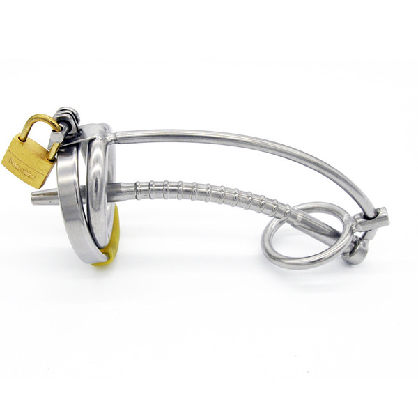 3 Ring Stainless Steel Male Chastity Device/Belt with Catheter,Cock Cage,Penis Ring,Penis Lock,Adult Game,Cock Ring