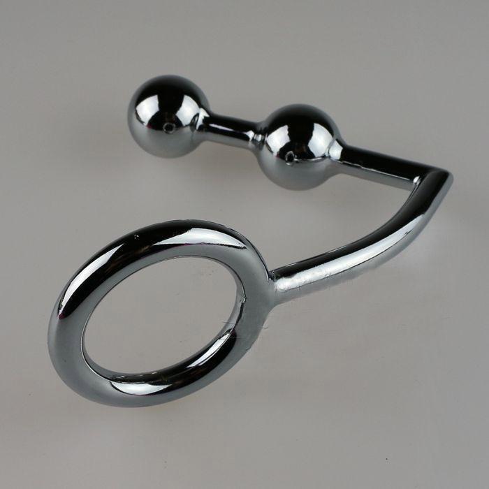 2 Balls Anal Hook Male Chastity Cock Lock + Anal Plugs /Cock Lock Male metal Anal hook ring Alternative sex toys