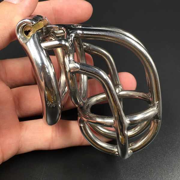 New design 65mm/2.5inch curve cock cage with hinged base ring stainless steel male chastity cage easy to pee