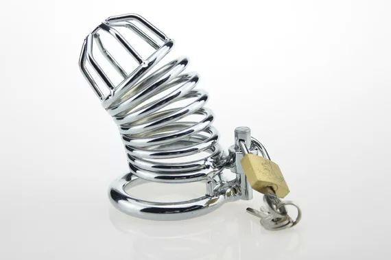 Latest Design Stainless Steel Male Chastity device Adult Cock CageStainless Steel Male Chastity device ToolTrap Lock BDSM Hot Fetish Sex Toy