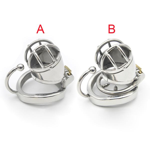 2 Styles Stainless Steel Super Small Male Chastity device Adult Cock Cage With Anti-off Penis Ring Bondage BDSM Sex Toys for men