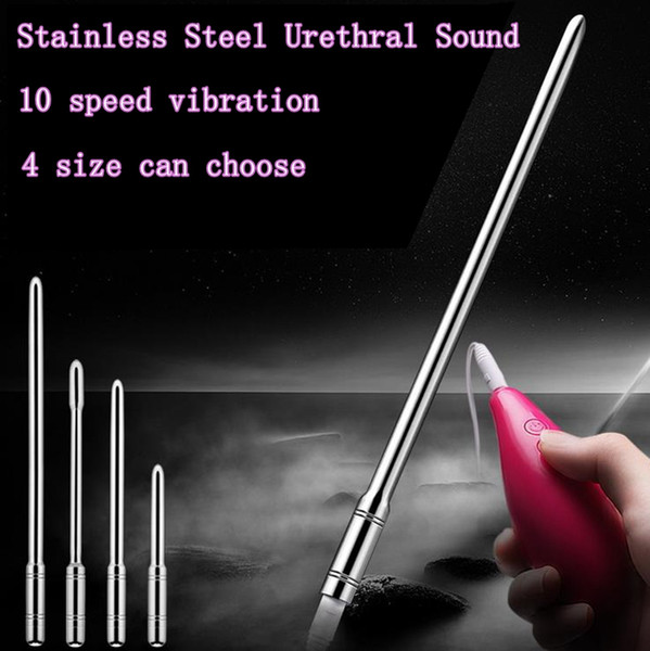 10-Frequency Vibrating Urethral Sound Stainless Steel Penis Insert Sounding Rod Sex Vibrator For Men Erotic Toys Urethra Dilator