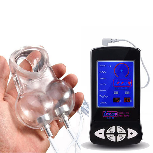 Erotic Toys Electric Shock Chastity Cage Cock Rings Scrotum Ring Electro Shock Sex Ball Stretcher Male Medical Sex Toys For Men