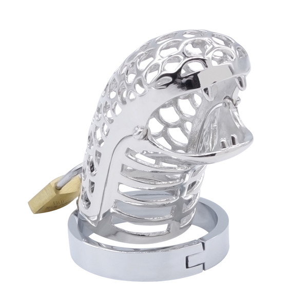 Domi Top Quality Stainless Steel Cobra Cock Cage Male Chastity Device Penis Rings Lock For Men