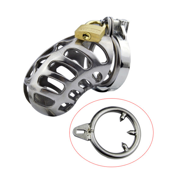 New Male Chastity Device Large Cock Cage Stainless Steel Chastity Belt with anti-off penis ring adult sex toys for men