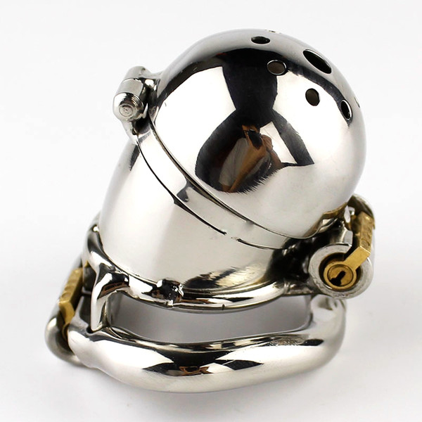 Unique Double Lock Design Male Chastity Device Stainless Steel Chastity Cage Metal Penis Lock Chastity Penis Ring Sex Toys For Men