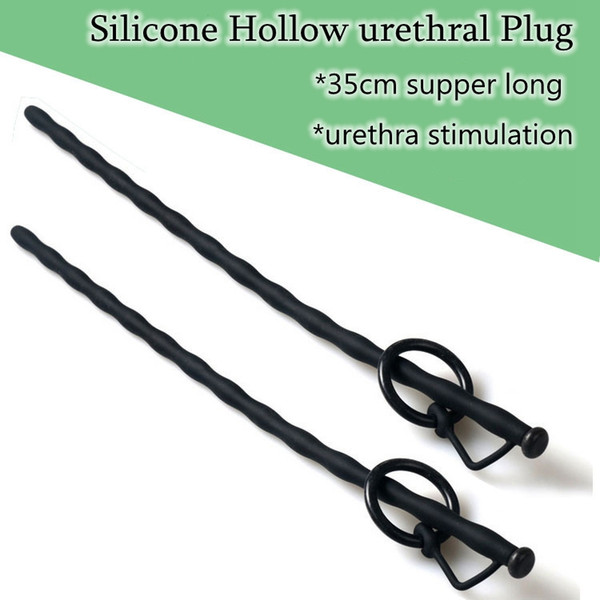 350mm Latest Design Super Long Urethral Sound Penis Plug Catheter With Glans Ring Silicone Urethral Chastity Sex Toys For Men