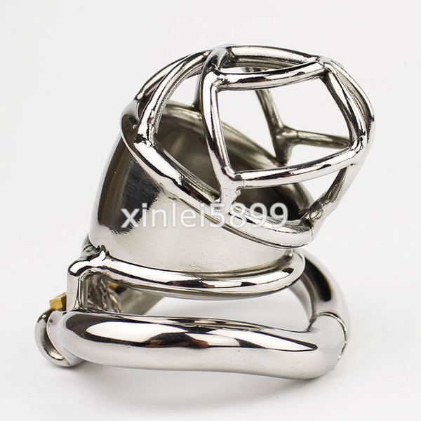 2017 NEW Ring Design Male Chastity Device With Curve Cock Ring BDSM Sex Toys 65MM Long Stainless Steel Chastity Cage